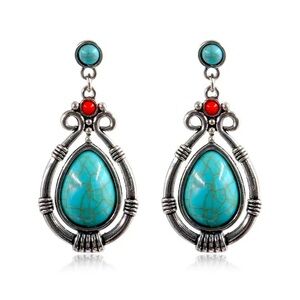 Vintage Ethnic Boho Turquoise Drop Earrings